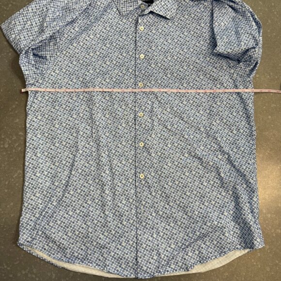 Bugatchi Blue Geometric Print Long Sleeve Button-Up Shirt - Size XXL - Picture 8 of 9
